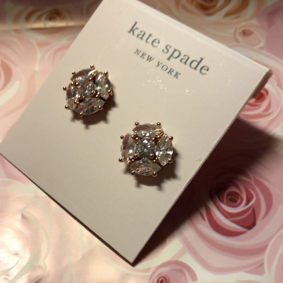 NWT SPARKLY KATE SPADE “FLYING COLORS “ - Blush - FIVE-STONE PIERCED EARRINGS.🌸 - Picture 4 of 11